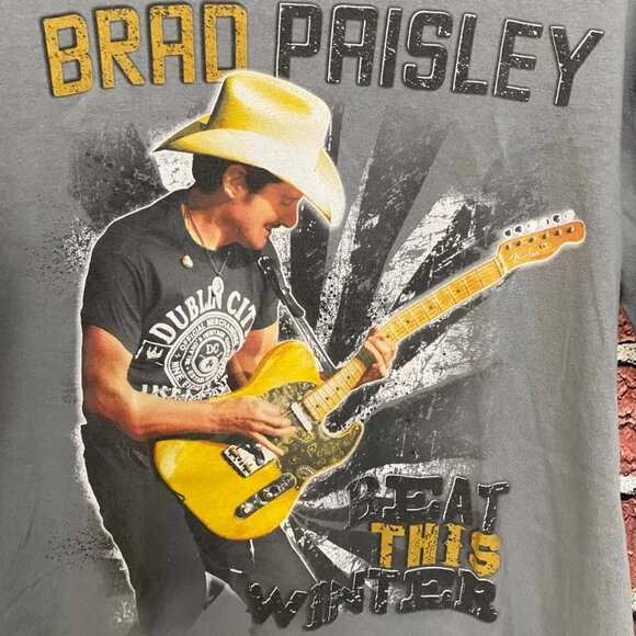 Brad Paisley Shirt Women Medium M Gray Beat This Winter 2014 Tour Concert Tee - Picture 4 of 6